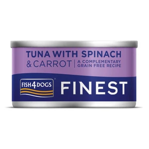 FISH4DOGS Konzerva pro psy Finest tuňák s mrkví a špenátem 85 g