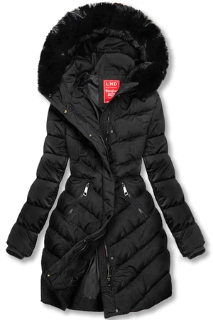 Schwarze Winterjacke für breitere Hüften