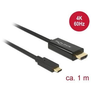 Delock USB-C™ / HDMI káblový adaptér #####USB-C™ Stecker, #####HDMI-A Stecker 1.00 m čierna 85290 pozlátené kontakty ###