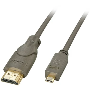 LINDY HDMI prepojovací kábel #####HDMI-A Stecker, #####HDMI-Micro-D Stecker 2.00 m sivá 41353 guľatý, dvojžilový tienený