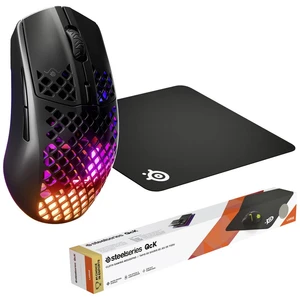 Steelseries Aerox 3 Wireless (2022) Onyx, QcK Large Bundle herná myš bezdrôtový optická onyxová 6 null 18000 dpi ergonom