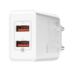 Baseus Speed Mini QC Dual USB Quick Charger 18W, biela