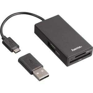 Hama  1 port USB 2.0 hub s funkciou OTG, so zabudovanou čítačkou SD kariet čierna