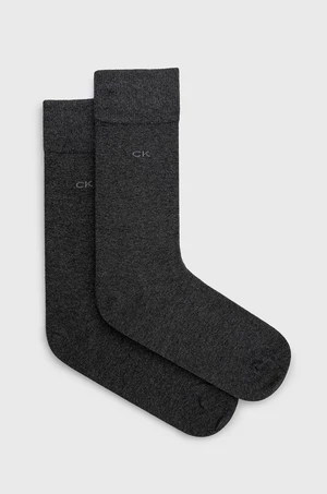 Ponožky Calvin Klein 2-pak pánske, šedá farba, 701218631