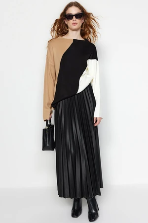 Trendyol Black Pleated Woven Skirt