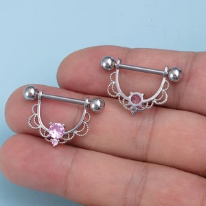 1Pc Zircon U-shaped Nipple Ring Stainless Steel Barbell Sexy Nipple Clamp Septum Tragus Cartilage Half Round Clips Body Jewelry