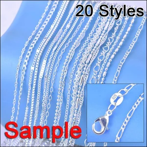 Big Sale Sample Order 20Pcs Mix 20 Styles 18" Genuine 925 Sterling Silver Link Necklace Set Chains+Lobster Clasps