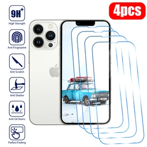 4PCS Tempered Glass for iPhone 11 12 13 14 Pro XR X XS Max Screen Protector on for iPhone 12 Pro Max Mini 7 8 6 6S Plus SE Glass