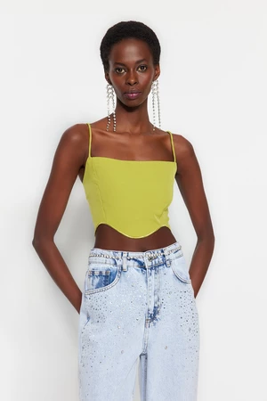 Trendyol Tlustý Zelený Crop Tkaný Bustier