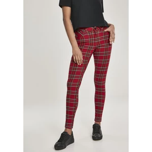 Dámské Skinny Tartan Kalhoty červené/bl