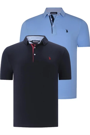 DUAL SET T8582 DEWBERRY MENS T-SHIRT-NAVY BLUE-LIGHT BLUE