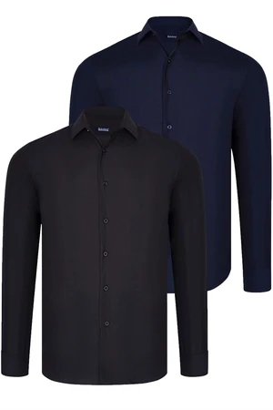 DUAL SET G726 DEWBERRY MENS SHIRT-BLACK-NAVY BLUE