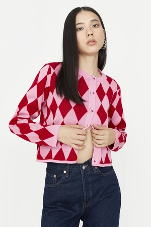 Trendyol Pink Crop Knitwear Cardigan