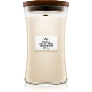 Woodwick White Tea & Jasmine vonná svíčka s dřevěným knotem 609.5 g