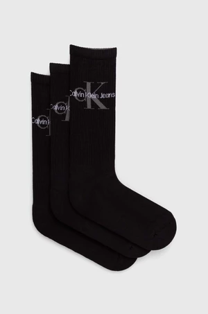 Ponožky Calvin Klein Jeans 3-pak pánske, čierna farba, 701220514,
