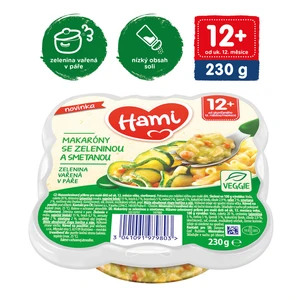 HAMI Talířek masozeleninový Mini-makaróny se zeleninou a smetanou 230g, 12+