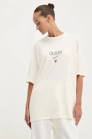 Bavlnené tričko Guess Originals béžová farba, s potlačou, M4BI15 K8FQ4