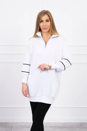 Sweatshirt with zipper and pockets white