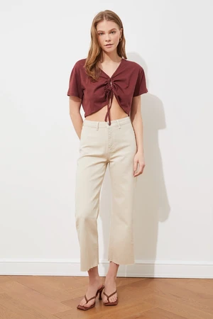 Trendyol Beige High Waist Culotte Jeans