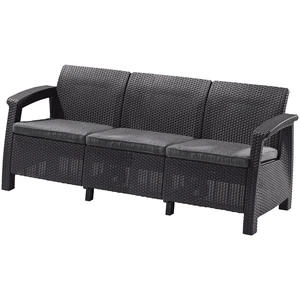 Ciemnoszara sofa ogrodowa z imitacji rattanu Corfu – Keter