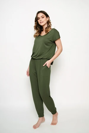 Paramo women's jumpsuit, short sleeves, long legs - khaki