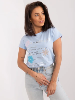 Light blue cotton T-shirt BASIC FEEL GOOD