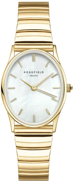 Rosefield The Oval White MOP Half-Moon Steel Gold OVWGSG-OV16