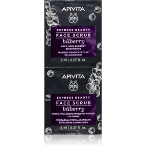 Apivita Express Beauty Brightening Face Scrub Bilberry intenzívny čistiaci peeling pre rozjasnenie pleti 2 x 8 ml