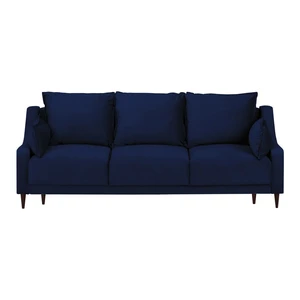 Modrá zamatová rozkladacia pohovka s úložným priestorom Mazzini Sofas Freesia, 215 cm