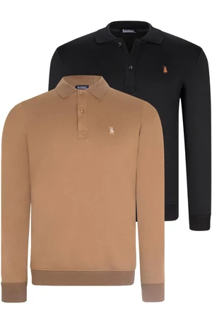 DOUBLE SET V4007 DEWBERRY MEN'S SWEATSHIRT-BLACK-CAMEL