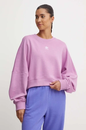 Mikina adidas Originals dámska, fialová farba, jednofarebná, IY2544