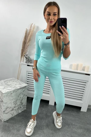 Ribbed blouse + mint leggings set