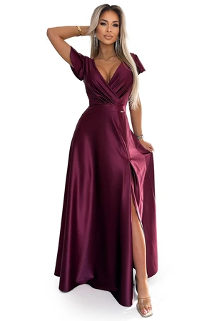 Women's glittering long dress with a Numoco neckline