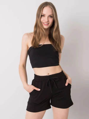 Black women's shorts RUE PARIS with drawstrings