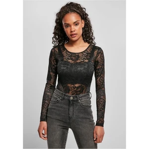 Women's Long Sleeve Lace Body Black