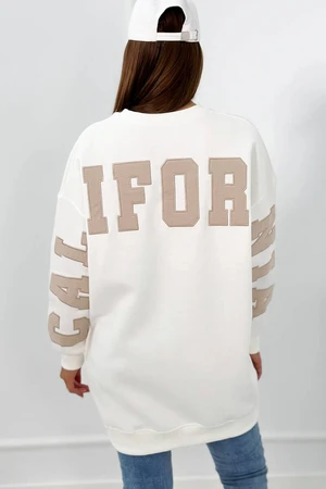 Insulated sweatshirt with California ecru inscription