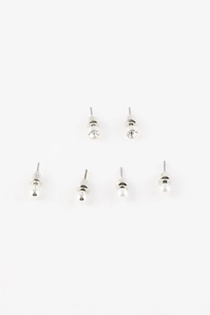 DEFACTO Woman's 3-Piece Silver Earrings