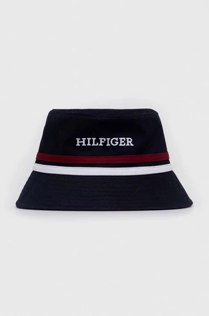 Dětská bavlněná čepice Tommy Hilfiger tmavomodrá barva