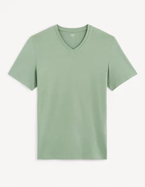 Light green men's basic T-shirt Celio Debasev