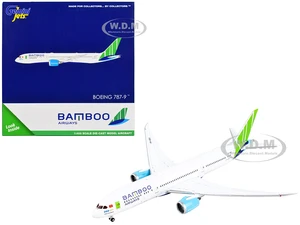 Boeing 787-9 Commercial Aircraft "Bamboo Airways" White with Green Tail 1/400 Diecast Model Airplane by GeminiJets