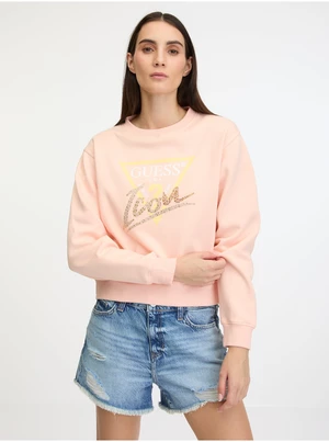 Meruňková dámská mikina Guess Icon Sweatshirt - Dámské