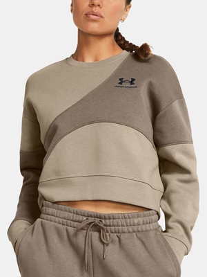 Světle hnědá mikina Under Armour Essential Fleece Crop Crew