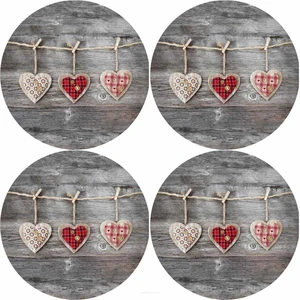 Bertoni Home Unisex's 4 Thick Round Table Pads Set Hearts