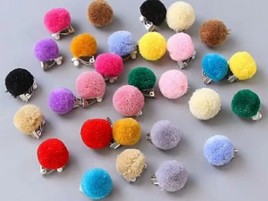 10 Pair Furry Pom Pom Ball Clip On Ear Snap Earring NO Piercings 20mm