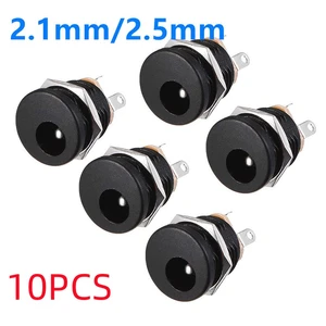 10pcs DC-022 DC022 5.5x2.1mm 5.5*2.1mm 5.5x2.5mm 5.5*2.5mm DC Power Socket dc connector Panel Mounting with Screw Nut