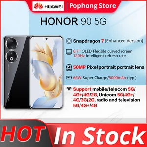 HONOR 90 5G Mobile Phone 6.7 inch OLED Curved Screen Snapdragon 7 Enhanced Gen 1 Octa Core 66W SuperCharge 5000mAh NFC