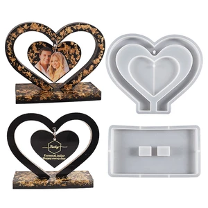 Heart Photo Frame Pendant Crystal Epoxy Resin Mold DIY Love Photo Frame Desktop Ornament Mirror Silicone Mould Home Decor Tools