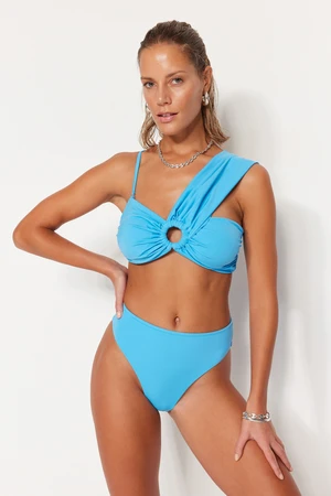 Trendyol Blue High Waist Normal Leg Bikini Bottom