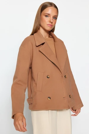 Trendyol Brown Oversize Wide Cut Stamped Coat