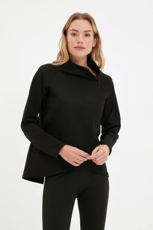 Trendyol Black Zipper Detail Stand-Up Collar Sports Sweatshirt